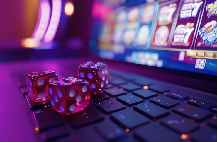 Pengguna membaca syarat bonus melalui ponsel